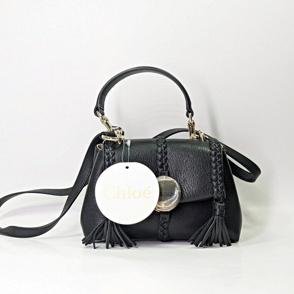 Chloe Penelope Women's Braid Detail Mini Shoulder Bag in Black (MSRP $2,090) - Picture 3 of 11